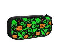 JKLQWC Ghost Horror Halloween Pumpkin Printed Pencil Case Cute Pen Pencil Box Bag Zipper Storage Organizer Box Holder for Office School Teen Girl Boy Adult,Black