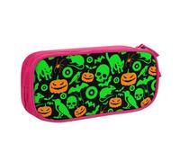 JKLQWC Ghost Horror Halloween Pumpkin Printed Pencil Case Cute Pen Pencil Box Bag Zipper Storage Organizer Box Holder for Office School Teen Girl Boy Adult,Pink