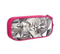 JKLQWC Glitter Abstract Diamond Crystal Pattern Printed Pencil Case Cute Pen Pencil Box Bag Zipper Storage Organizer Box Holder for Office School Teen Girl Boy Adult,Pink