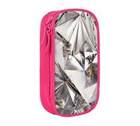 JKLQWC Glitter Abstract Diamond Crystal Pattern Printed Pencil Case Cute Pen Pouch Large Pen Bag Portable Storage Organizer Box for Office School Teen Girl Boy Adult,Pink
