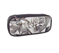 JKLQWC Glitter Abstract Diamond Crystal Pattern Printed PU Leather Pencil Case Cute Pen Pencil Box Bag Zipper Office School Pencil Pouch Organizer for Students Teen Girls Boys Adult Gifts