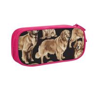 JKLQWC Golden Retrievers Printed Pencil Case Cute Pen Pencil Box Bag Zipper Storage Organizer Box Holder for Office School Teen Girl Boy Adult,Pink