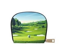 JKLQWC Golf Course Printed Card Wallet for Women Men Cute Zipper Card Cases Holder Mini Coin Purse with 12 Card Slots