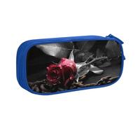JKLQWC Gothic Black Roses Printed Pencil Case Cute Pen Pencil Box Bag Zipper Storage Organizer Box Holder for Office School Teen Girl Boy Adult,Blue
