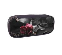 JKLQWC Gothic Black Roses Printed PU Leather Pencil Case Cute Pen Pencil Box Bag Zipper Office School Pencil Pouch Organizer for Students Teen Girls Boys Adult Gifts