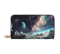 JKLQWC Graphics Universe Space Printed Long Wallet for Women Men Funny PU Leather Wallet with Coin Purse and Card Holder