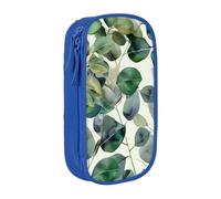 JKLQWC Green Eucalyptus Leaves Printed Pencil Case Cute Pen Pouch Large Pen Bag Portable Storage Organizer Box for Office School Teen Girl Boy Adult,Blue