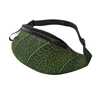 JKLQWC Green Leaf Texture Veins Printed Waist Bag with Headphone Jack, Personalized Bumbags Fanny Packs Unisex Running Hiking Crossbody Bags for Men Women