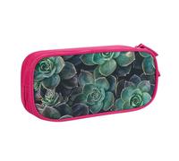 JKLQWC Green Succulent Printed Pencil Case Cute Pen Pencil Box Bag Zipper Storage Organizer Box Holder for Office School Teen Girl Boy Adult,Pink
