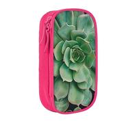 JKLQWC Green Succulent Printed Pencil Case Cute Pen Pouch Large Pen Bag Portable Storage Organizer Box for Office School Teen Girl Boy Adult,Pink