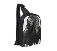 JKLQWC Grim-Reaper Printed Crossbody Sling Backpack Sling Bag for Men Women Adjustable Shoulder Bag Travel Hiking Chest Bag Daypack