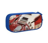JKLQWC Guitar British Flag Printed Pencil Case Cute Pen Pencil Box Bag Zipper Storage Organizer Box Holder for Office School Teen Girl Boy Adult,Blue