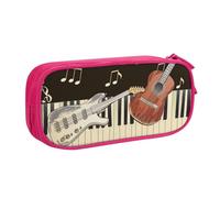 JKLQWC Guitar Piano Pattern Printed Pencil Case Cute Pen Pencil Box Bag Zipper Storage Organizer Box Holder for Office School Teen Girl Boy Adult,Pink