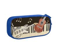 JKLQWC Guitar Piano Pattern Printed Pencil Case Cute Pen Pencil Box Bag Zipper Storage Organizer Box Holder for Office School Teen Girl Boy Adult,Blue