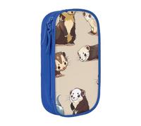 JKLQWC Hairy Ferret Printed Pencil Case Cute Pen Pouch Large Pen Bag Portable Storage Organizer Box for Office School Teen Girl Boy Adult,Blue