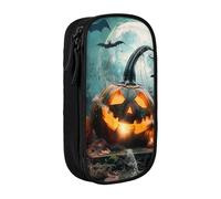 JKLQWC Halloween and Bat Printed Pencil Case Cute Pen Pouch Large Pen Bag Portable Storage Organizer Box for Office School Teen Girl Boy Adult,Black