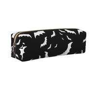 JKLQWC Halloween Flying Bats Printed Leather Pencil Case with Gold Zipper - Simple and Lightweight Organizer for School, Office, Travel, Makeup