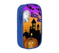JKLQWC Halloween Owl Ghost Pumpkin Printed Pencil Case Cute Pen Pouch Large Pen Bag Portable Storage Organizer Box for Office School Teen Girl Boy Adult,Blue