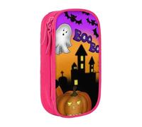 JKLQWC Halloween Owl Ghost Pumpkin Printed Pencil Case Cute Pen Pouch Large Pen Bag Portable Storage Organizer Box for Office School Teen Girl Boy Adult,Pink