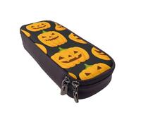 JKLQWC Halloween Pumpkin Patterns Prints Pencil Case for Girls Boys Cute PU Leather Pen Pencil Box Bag Zipper Pencil Pouch Organizer for Office School