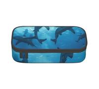 JKLQWC Hammerhead Sharks Printed Pencil Case Cute Pen Pencil Box Bag Large Capacity Compartment Zipper Pencil Pouch Organizer for Office School Travel