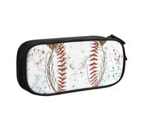 JKLQWC Hand Drawn Baseball Bats and Ball Printed Pencil Case Cute Pen Pencil Box Bag Zipper Storage Organizer Box Holder for Office School Teen Girl Boy Adult,Black