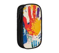 JKLQWC Hand Print Printed Pencil Case Cute Pen Pouch Large Pen Bag Portable Storage Organizer Box for Office School Teen Girl Boy Adult,Black