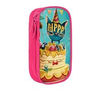 JKLQWC Happy Birthday Printed Pencil Case Cute Pen Pouch Large Pen Bag Portable Storage Organizer Box for Office School Teen Girl Boy Adult,Pink
