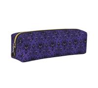 JKLQWC Haunted The Mansion Printed Leather Pencil Case with Gold Zipper - Simple and Lightweight Organizer for School, Office, Travel, Makeup