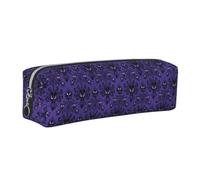 JKLQWC Haunted The Mansion Printed Leather Pencil Case with Silver Zipper - Simple and Lightweight Organizer for School, Office, Travel, Makeup