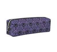 JKLQWC Haunted The Mansion Printed Leather Pencil Case with Silver Zipper - Simple and Lightweight Organizer for School, Office, Travel, Makeup