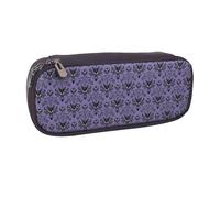 JKLQWC Haunted The Mansion Printed PU Leather Pencil Case Cute Pen Pencil Box Bag Zipper Office School Pencil Pouch Organizer for Students Teen Girls Boys Adult Gifts