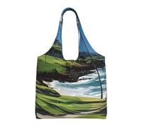 JKLQWC Hawaii Beach Golf Course Printed Tote Bag for Women Canvas Shopping Bag Reusable Grocery Cloth Bag Shoulder Bag for Work Travel Shopping College School