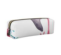 JKLQWC Hello Glasses Flamingo Printed Leather Pencil Case with Gold Zipper - Simple and Lightweight Organizer for School, Office, Travel, Makeup