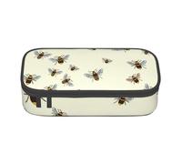 JKLQWC Honey bee Printed Pencil Case Cute Pen Pencil Box Bag Large Capacity Compartment Zipper Pencil Pouch Organizer for Office School Travel