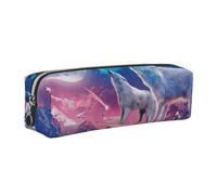JKLQWC Howling Wolf Printed Leather Pencil Case with Silver Zipper - Simple and Lightweight Organizer for School, Office, Travel, Makeup