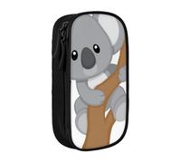 JKLQWC Hugging Tree Koala Printed Pencil Case Cute Pen Pouch Large Pen Bag Portable Storage Organizer Box for Office School Teen Girl Boy Adult,Black