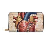 JKLQWC Human Anatomy Heart Chart Printed Long Wallet for Women Men Funny PU Leather Wallet with Coin Purse and Card Holder