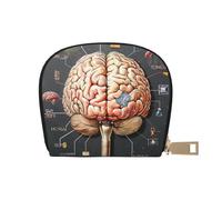 JKLQWC Human Brain Printed Card Wallet for Women Men Cute Zipper Card Cases Holder Mini Coin Purse with 12 Card Slots