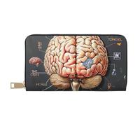 JKLQWC Human Brain Printed Long Wallet for Women Men Funny PU Leather Wallet with Coin Purse and Card Holder