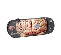 JKLQWC Human Brain Printed Pencil Case Cute Pen Pencil Box Bag PU Leather Zipper Pencil Pouch Organizer for Office School Travel