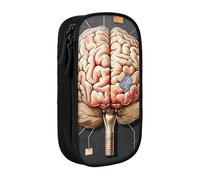 JKLQWC Human Brain Printed Pencil Case Cute Pen Pouch Large Pen Bag Portable Storage Organizer Box for Office School Teen Girl Boy Adult,Black