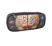 JKLQWC Human Brain Printed PU Leather Pencil Case Cute Pen Pencil Box Bag Zipper Office School Pencil Pouch Organizer for Students Teen Girls Boys Adult