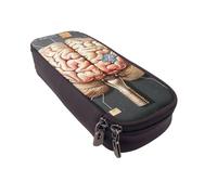 JKLQWC Human Brain Prints Pencil Case for Girls Boys Cute PU Leather Pen Pencil Box Bag Zipper Pencil Pouch Organizer for Office School