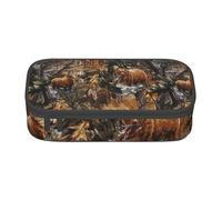 JKLQWC Hunting Deer Bear Moose Printed Pencil Case Cute Pen Pencil Box Bag Large Capacity Compartment Zipper Pencil Pouch Organizer for Office School Travel