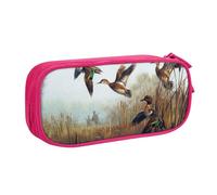 JKLQWC Hunting Flying Wild Printed Pencil Case Cute Pen Pencil Box Bag Zipper Storage Organizer Box Holder for Office School Teen Girl Boy Adult,Pink