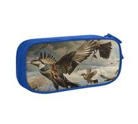 JKLQWC Hunting Flying Wild Printed Pencil Case Cute Pen Pencil Box Bag Zipper Storage Organizer Box Holder for Office School Teen Girl Boy Adult,Blue