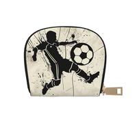 JKLQWC I Love Soccer Printed Credit Card Wallet for Women Men Cute Zipper Card Cases Holder Mini Coin Purse with 12 Card Slots