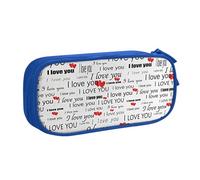 JKLQWC I Love You Words with Hearts Printed Pencil Case Cute Pen Pencil Box Bag Zipper Storage Organizer Box Holder for Office School Teen Girl Boy Adult,Blue
