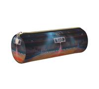 JKLQWC Indoor Basketball Printed Cylinder Pencil Case with Gold Zipper - Lightweight Leather Organizer for School, Office, Travel, Makeup